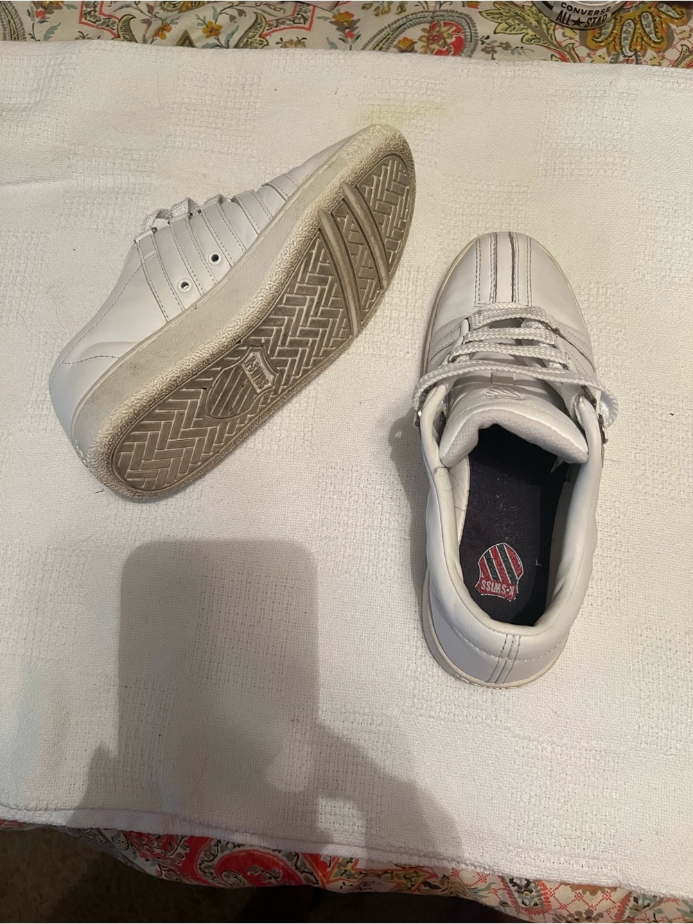 K-Swiss White Leather Lace-Up Women's Sneakers